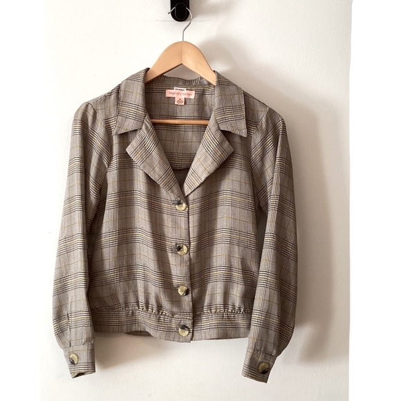 Band of Gypsies Glen Plaid Vintage Boomer Style Button Down Top/Shirt Size XS - Picture 5 of 9